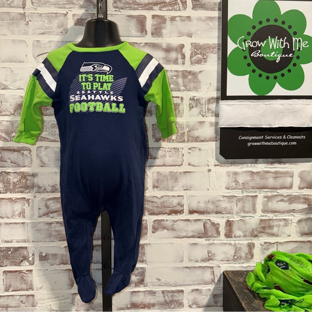 Seahawks Kids One Piece - Blue and Green 6/9m